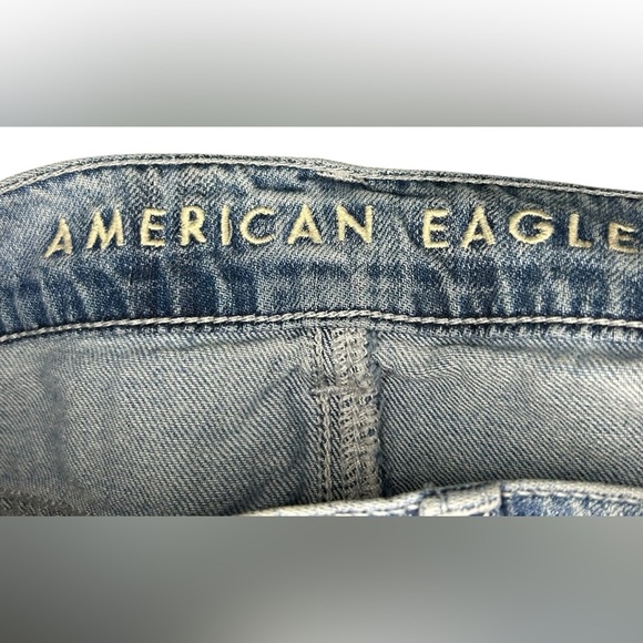 American Eagle Highest Rise Mom Short Blue Plaid Denim Women’s Size 4 Preppy - Picture 10 of 13